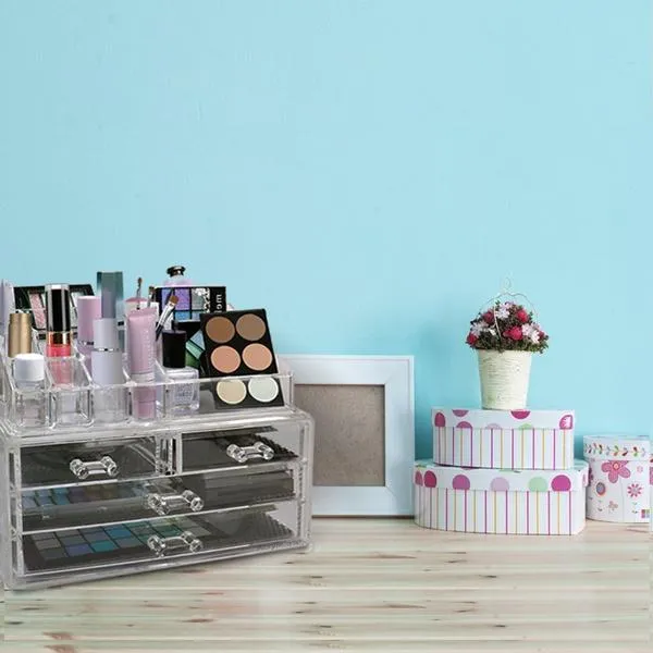 2-Pack: Acrylic Makeup Organizer Cosmetic Jewelry Display Box
