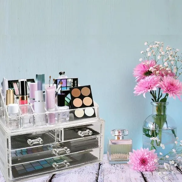 2-Pack: Acrylic Makeup Organizer Cosmetic Jewelry Display Box