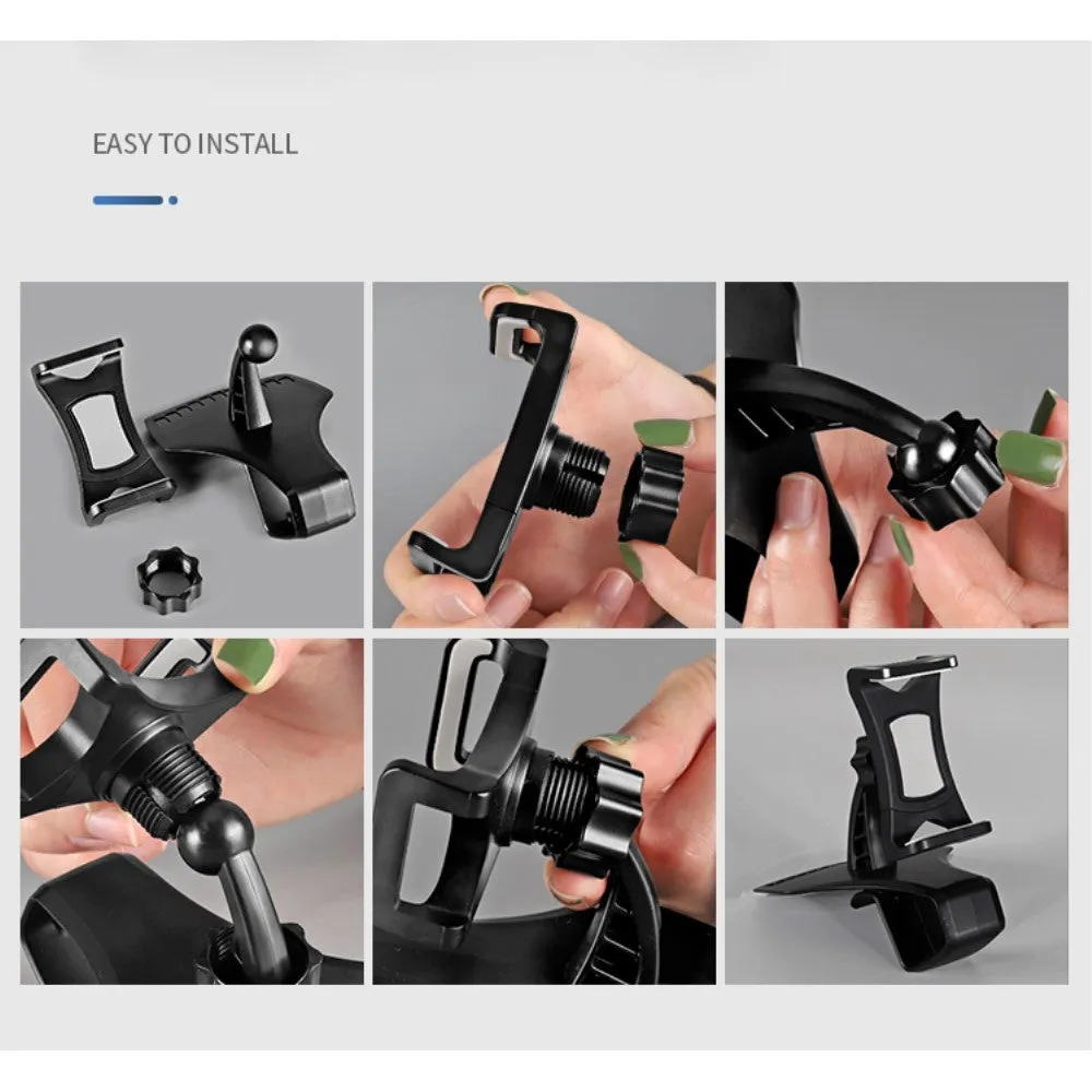 3 in 1 Car GPS Smartphone Holder: Dashboard / Visor Clamp   AC Grid Clip for Nokia 3.1 (2018) - Black