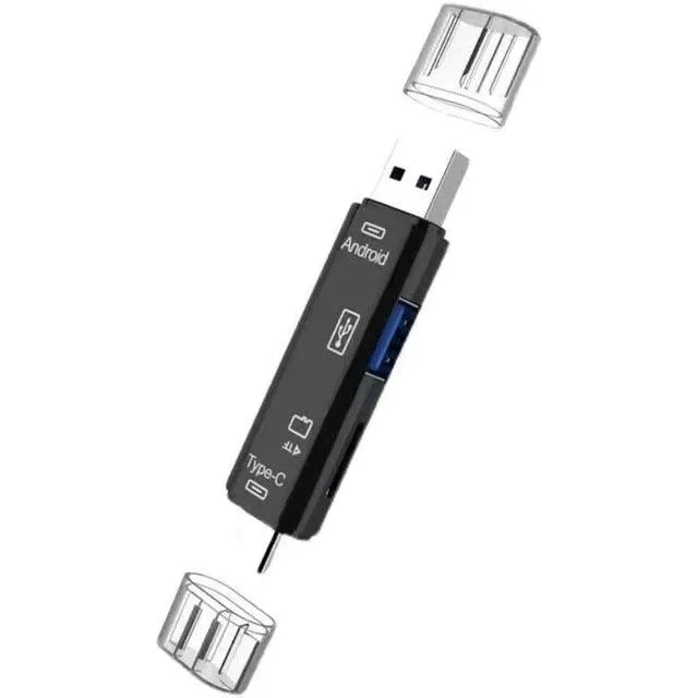 5 in 1 Multifunction USB 2.0 Type C USB  Micro USB TF SD Smart Memory SD Card Reader