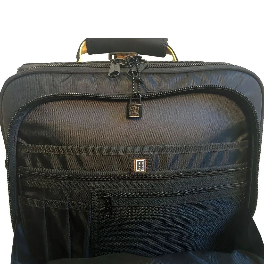 A. Saks 17" Under-The-Seat Overnight Upright Expandable Computer Rollaboard w/USB Port