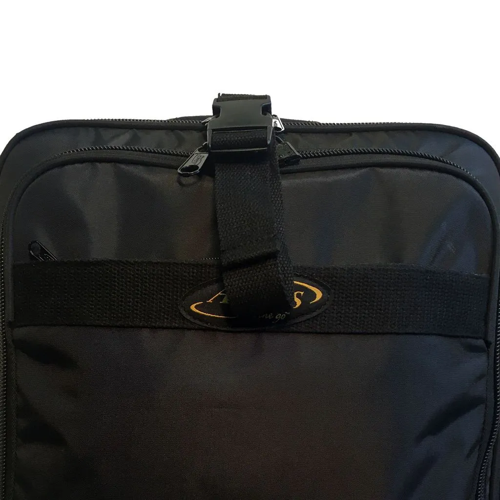 A. Saks 17" Under-The-Seat Overnight Upright Expandable Computer Rollaboard w/USB Port