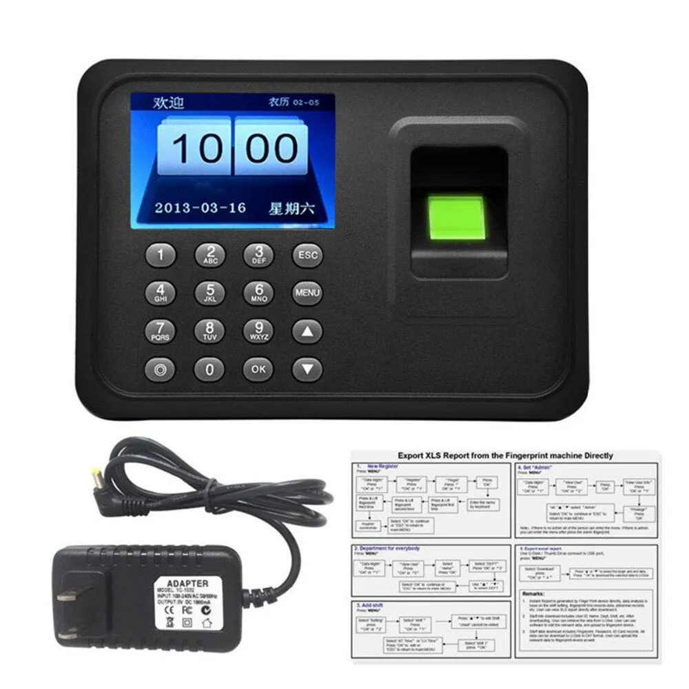 A6 Biometric Fingerprint Usb Time Attendance Clock Recorder Employee Digital Electronic RFID Reader Scanner Sensor