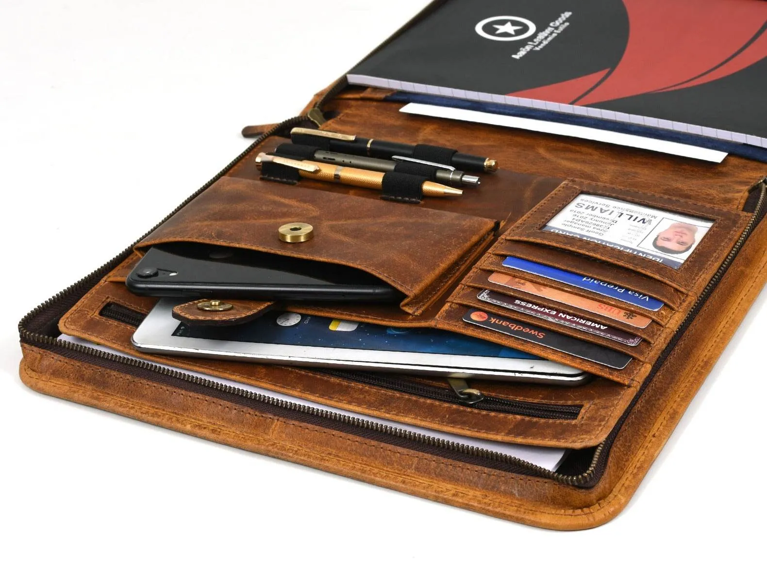 Asturias Leather Organizer - Caramel Brown