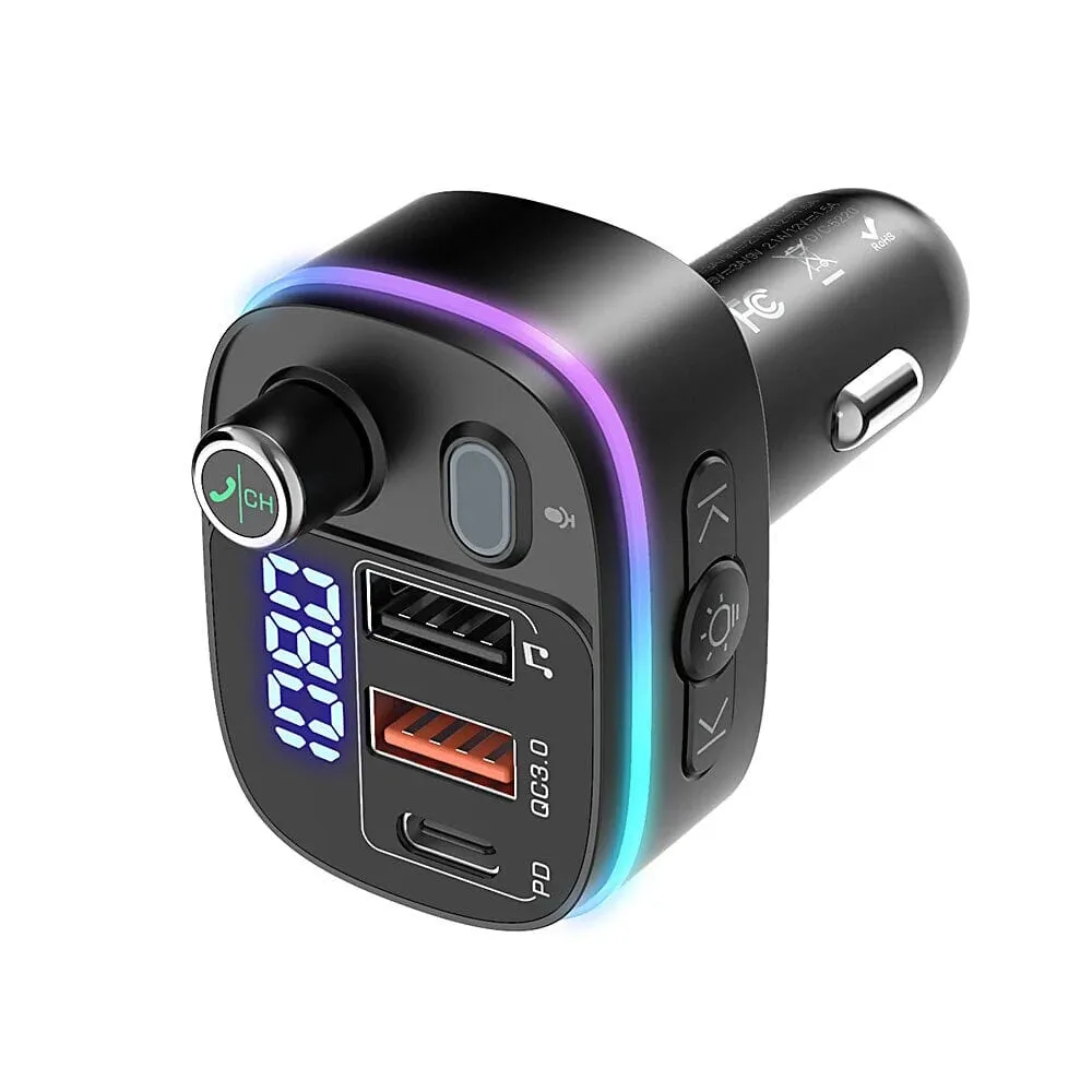 Bluetooth V5.0 FM Transmitter USB Car Charger