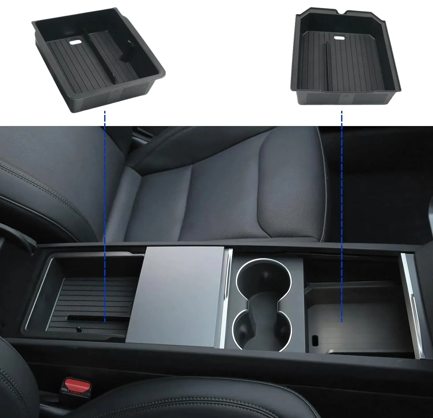 Bundle: 2024  Model 3 Highland Center Console Organizer Storage Box Set 4 PCS
