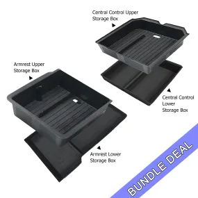 Bundle: 2024  Model 3 Highland Center Console Organizer Storage Box Set 4 PCS