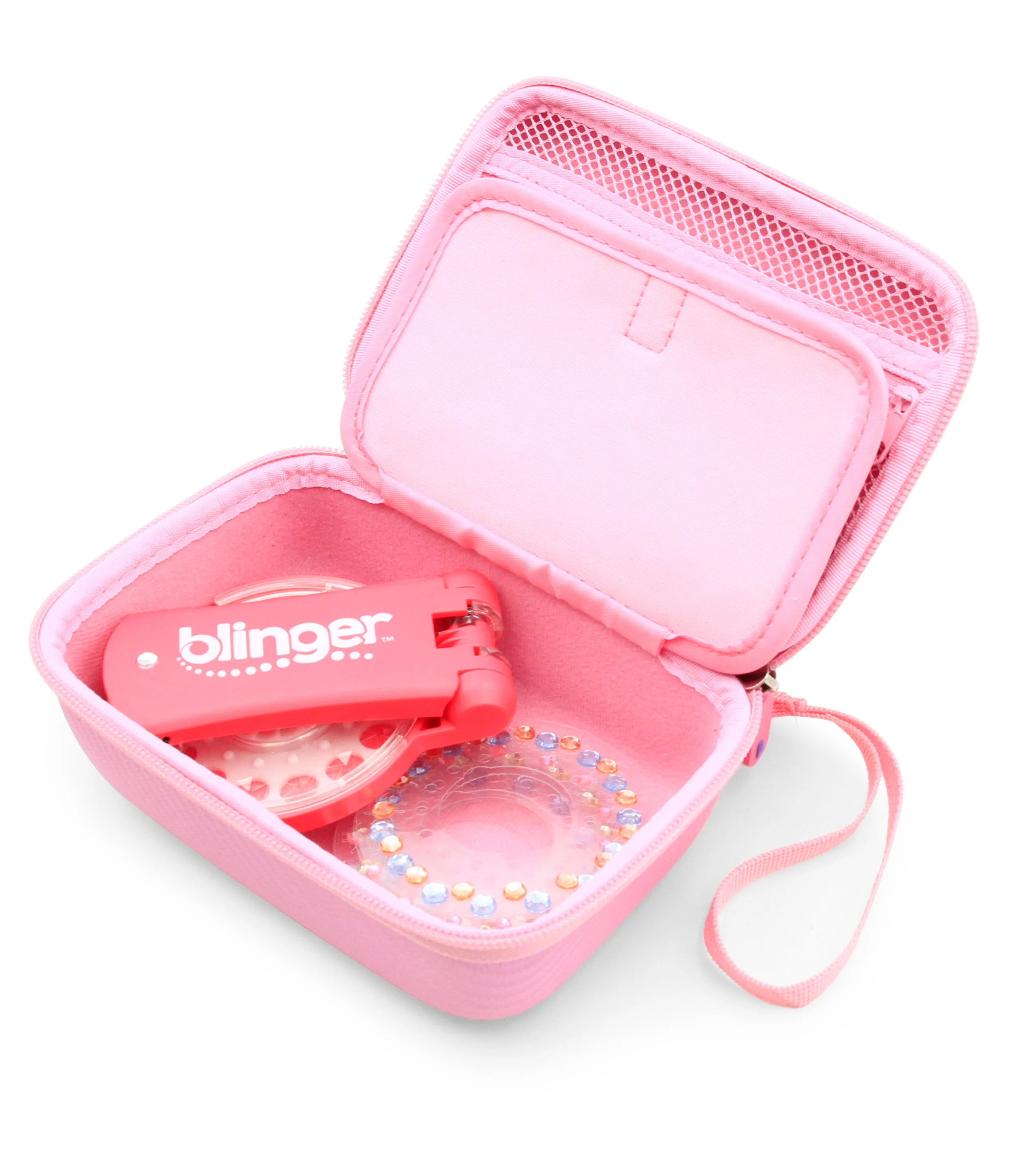 CASEMATIX Travel Case with Wrist Strap for Blinger Deluxe Set, Blinger Refill Gems and More Hair Jewels and Nail Glam Childrens Accessories, Case Only