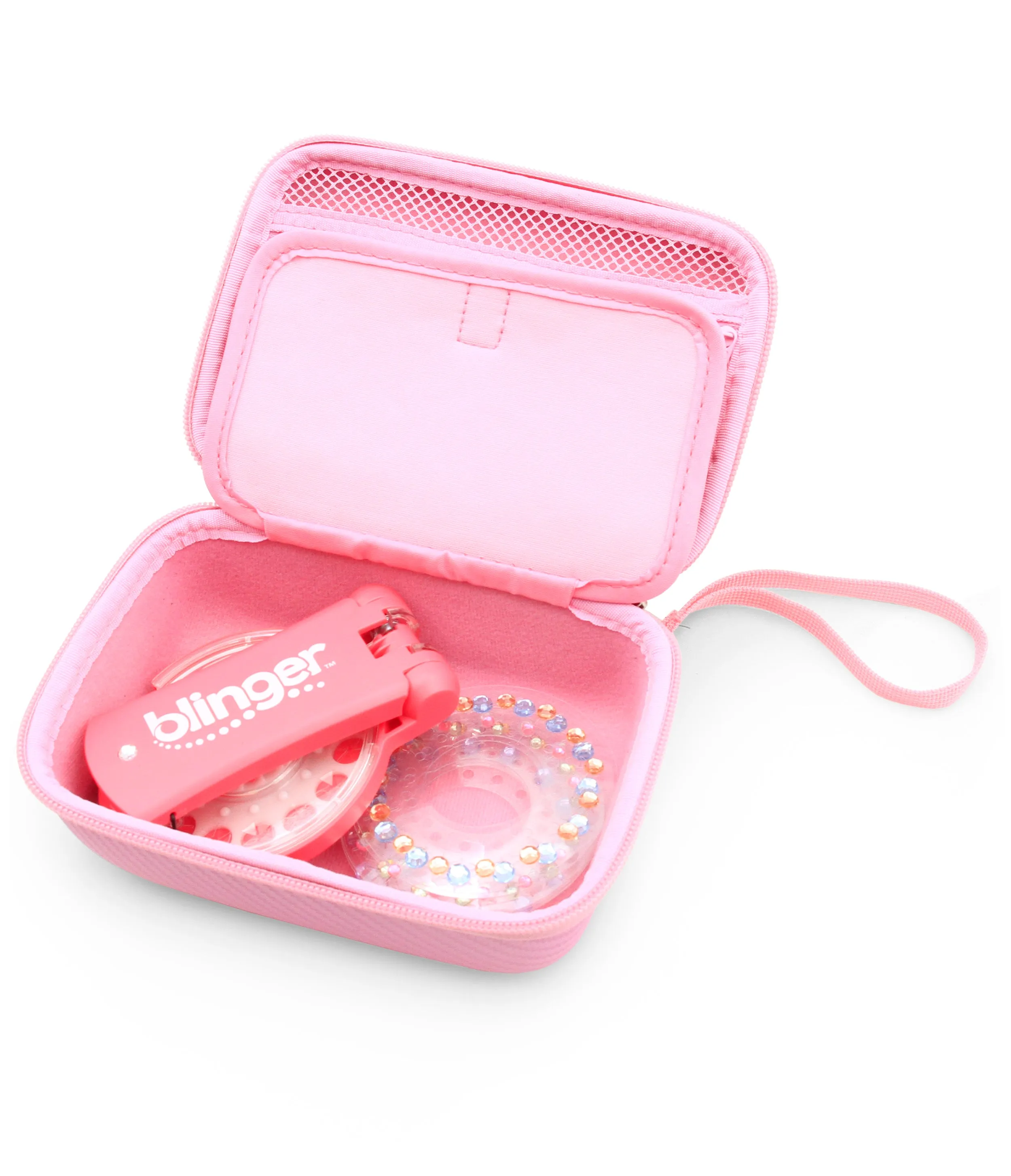 CASEMATIX Travel Case with Wrist Strap for Blinger Deluxe Set, Blinger Refill Gems and More Hair Jewels and Nail Glam Childrens Accessories, Case Only