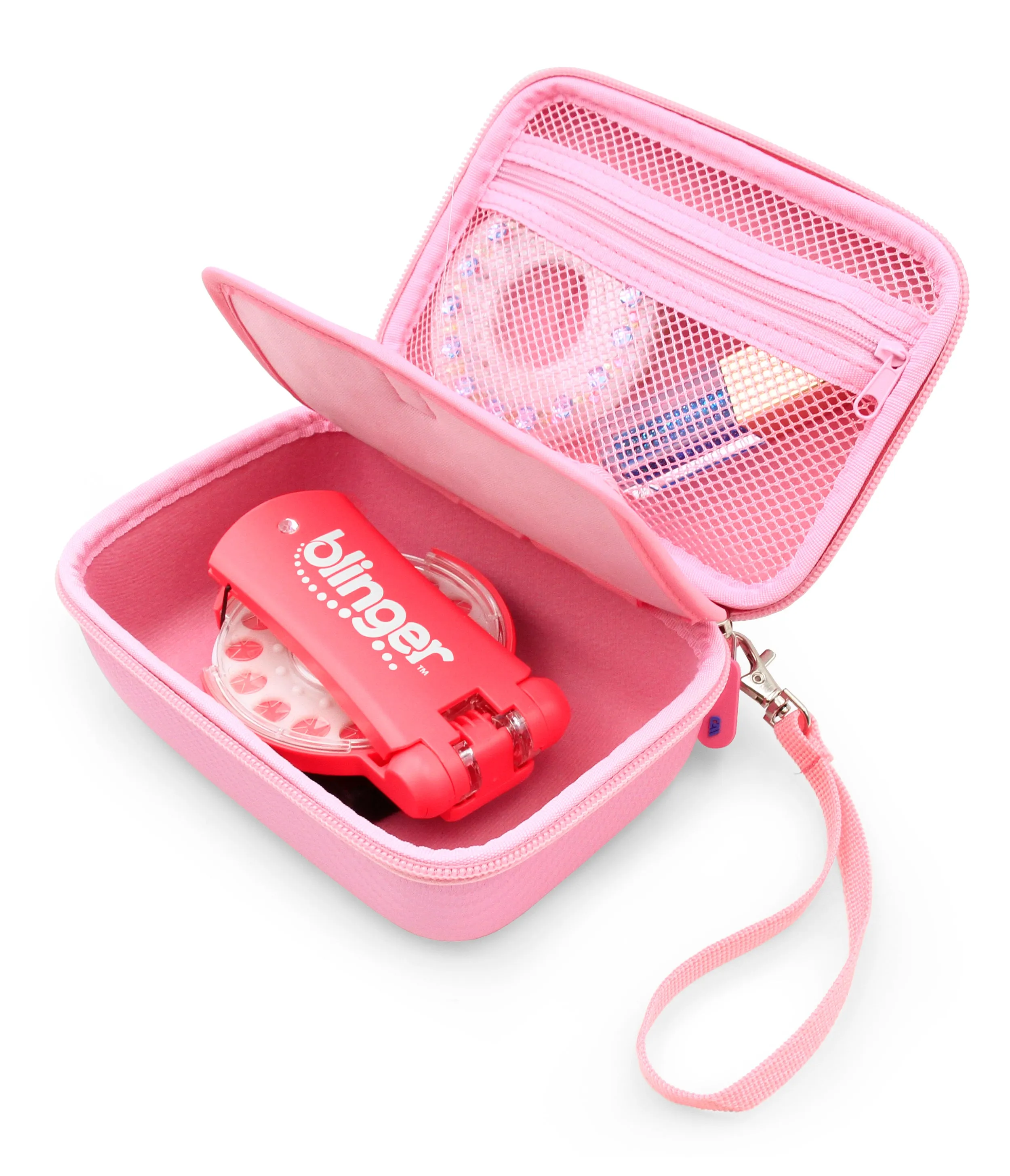 CASEMATIX Travel Case with Wrist Strap for Blinger Deluxe Set, Blinger Refill Gems and More Hair Jewels and Nail Glam Childrens Accessories, Case Only