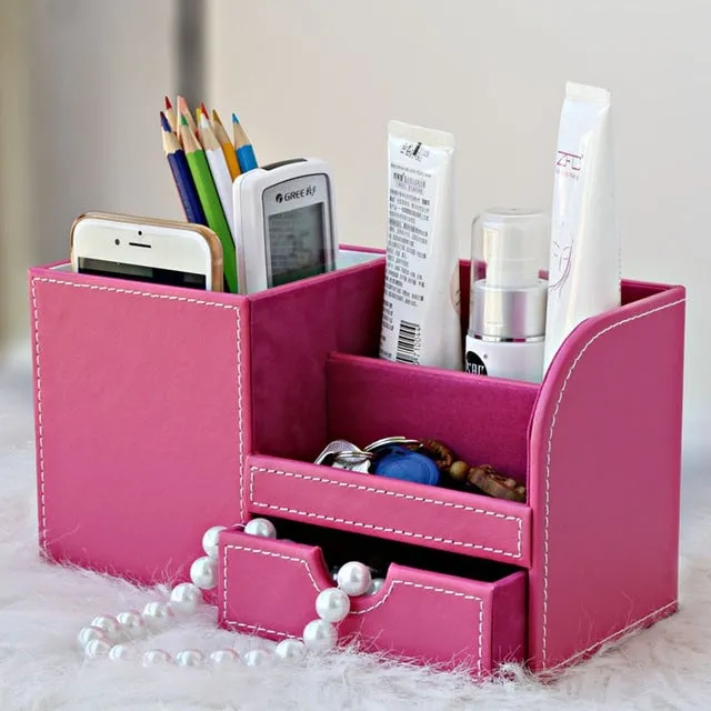 Colorful Leather Desk Organizer