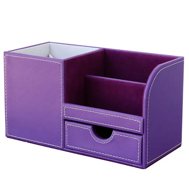 Colorful Leather Desk Organizer