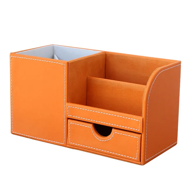Colorful Leather Desk Organizer