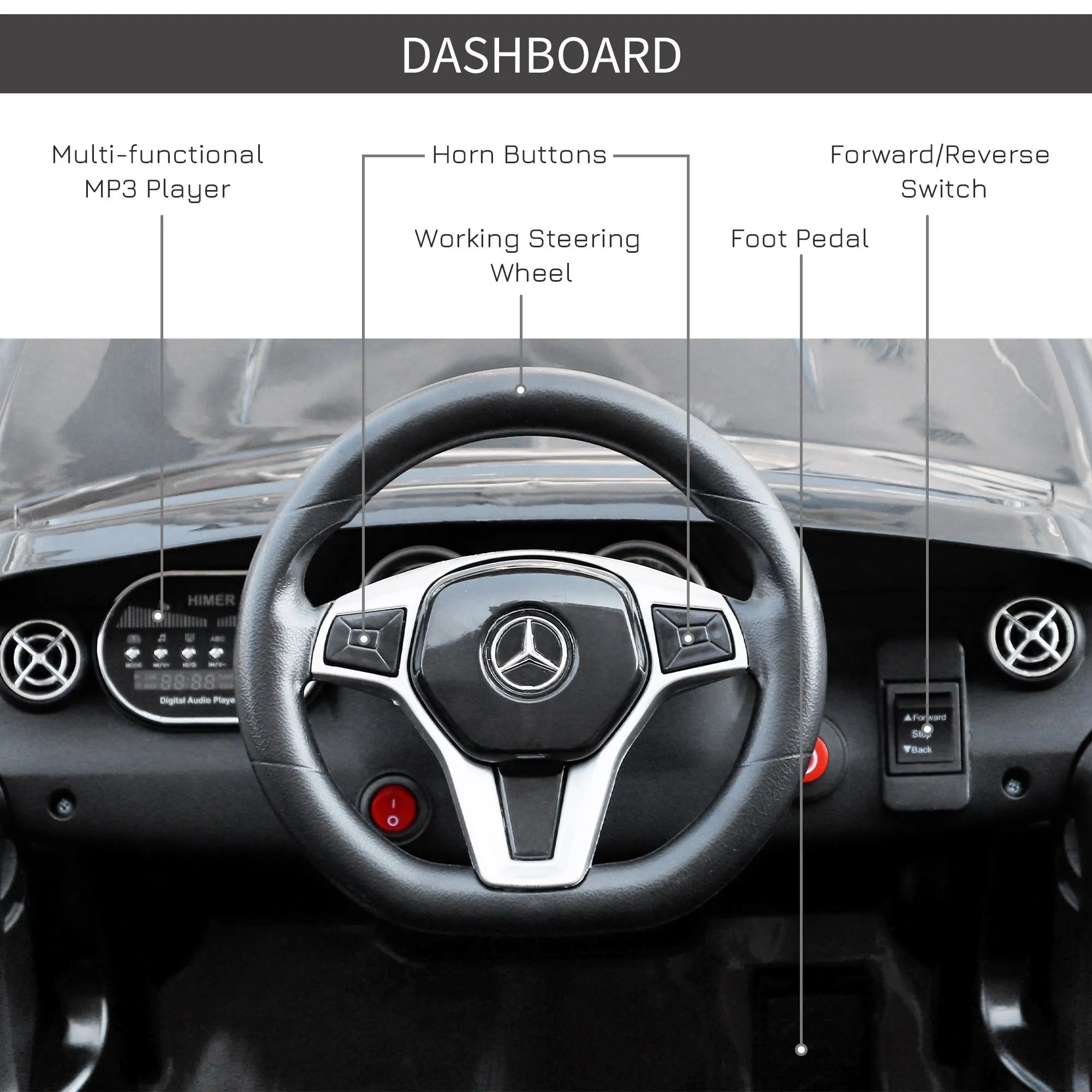 Compatible Kids Children Ride On Car Mercedes Benz GLA Licensed 6V Battery Rechargeable Headlight Music Remote Control  High/Low Speed Toy Black