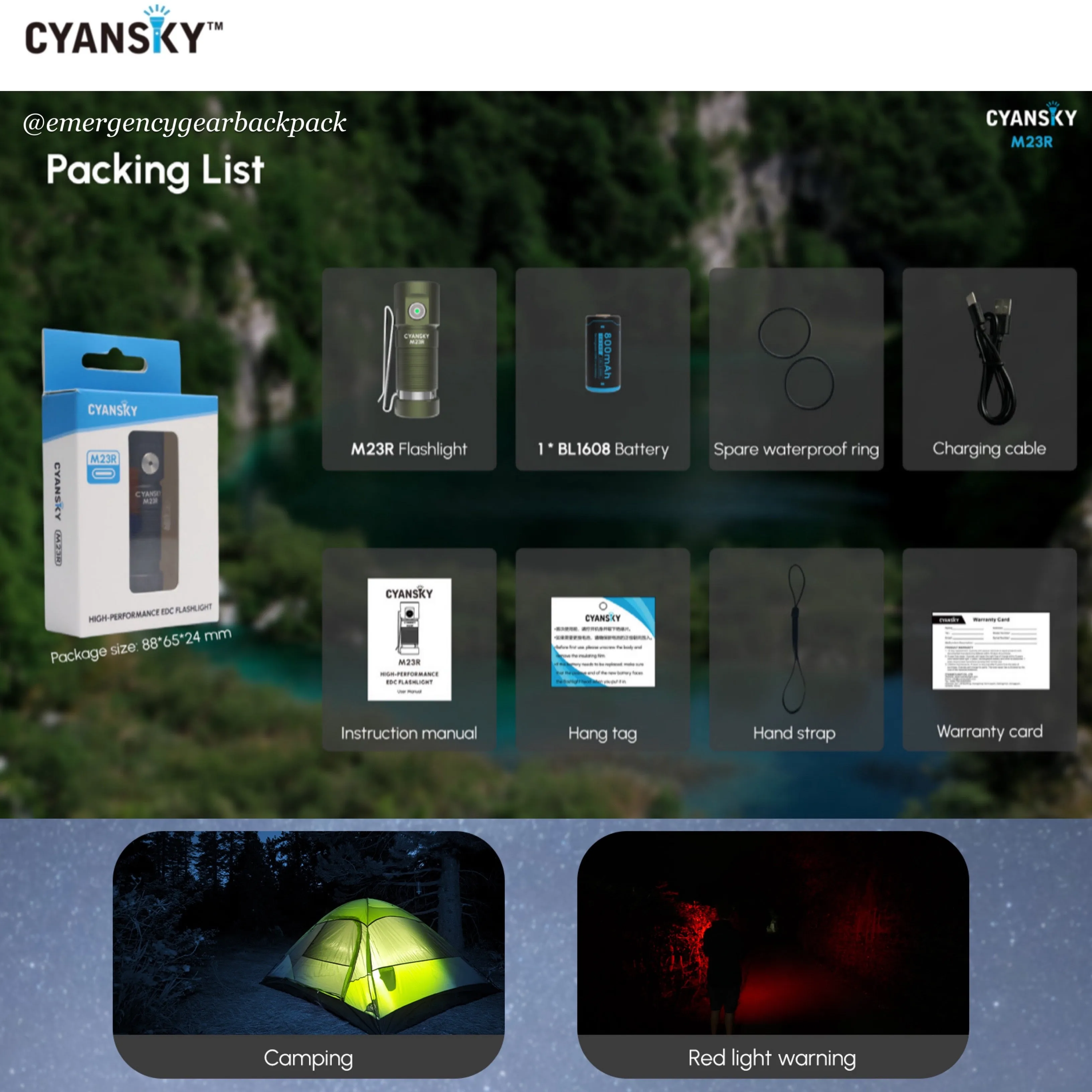 Cyansky M23R HIgh Performannce EDC Flashlight 1200 Lumens 110M