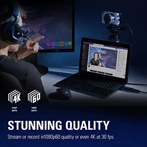 Elgato Cam Link 4K — Broadcast Live, Record via DSLR, Camcorder, or Action Cam, 1080p60 or 4K at 30 FPS, Compact HDMI Capture Device, USB 3.0