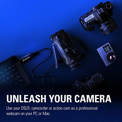 Elgato Cam Link 4K — Broadcast Live, Record via DSLR, Camcorder, or Action Cam, 1080p60 or 4K at 30 FPS, Compact HDMI Capture Device, USB 3.0