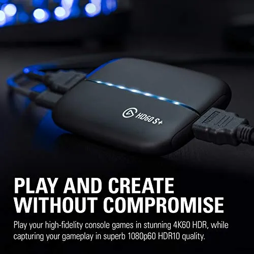 Elgato HD60 S  Capture Card1080p60 HDR10 capture, 4K60 HDR10 zero-lag passthrough, ultra-low latency, PS5, PS4/Pro, Xbox Series X/S, Xbox One X/S, USB 3.0