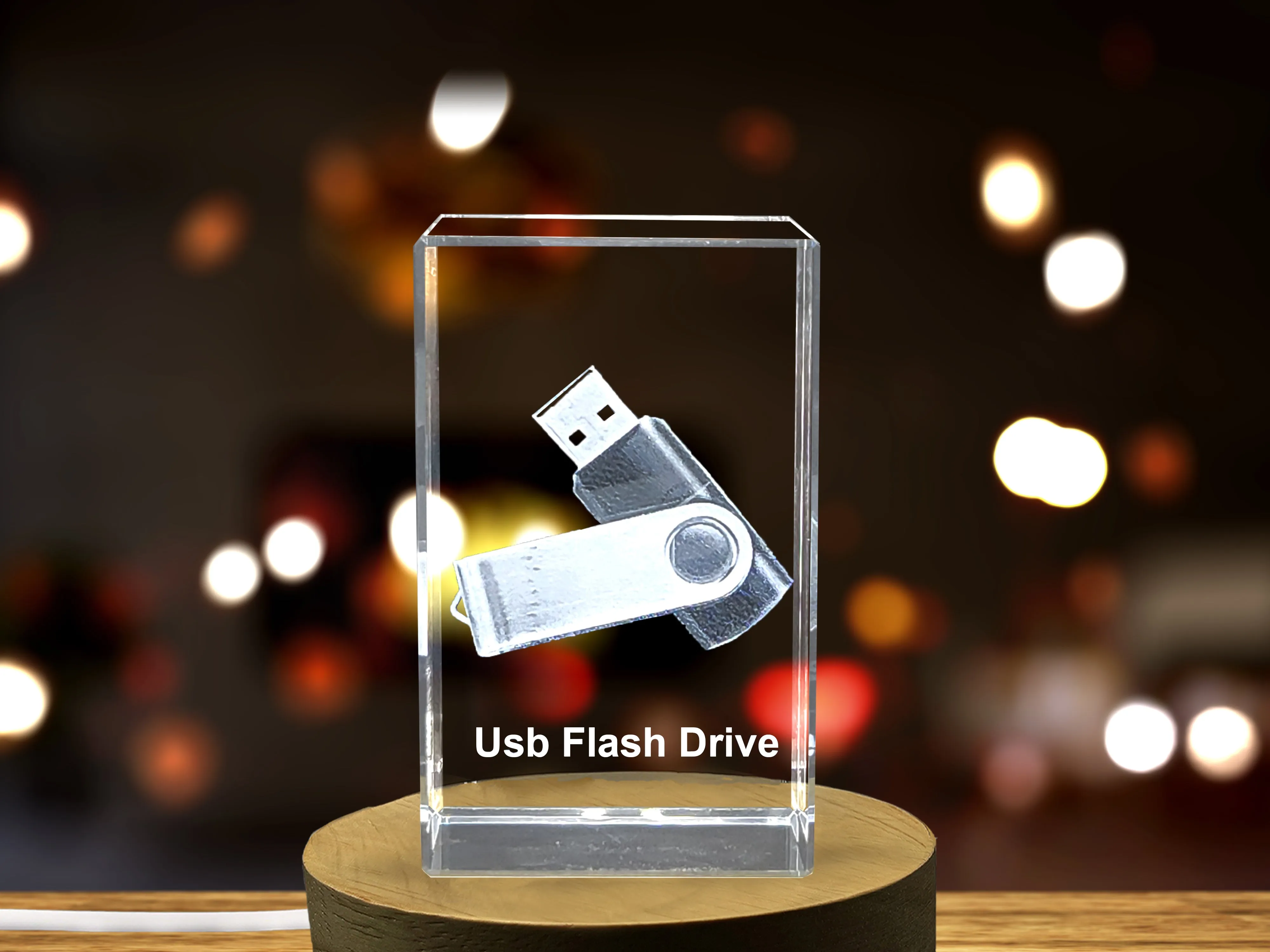 Exquisitely Detailed Crystal USB Drive Keepsake - A Technical Marvel Encased in Crystal