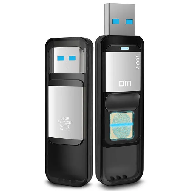 Free shipping DM PD061 USB3.0 32G 64G High-speed Recognition Fingerprint Encrypted Pen Drive Security Memory USB Stick