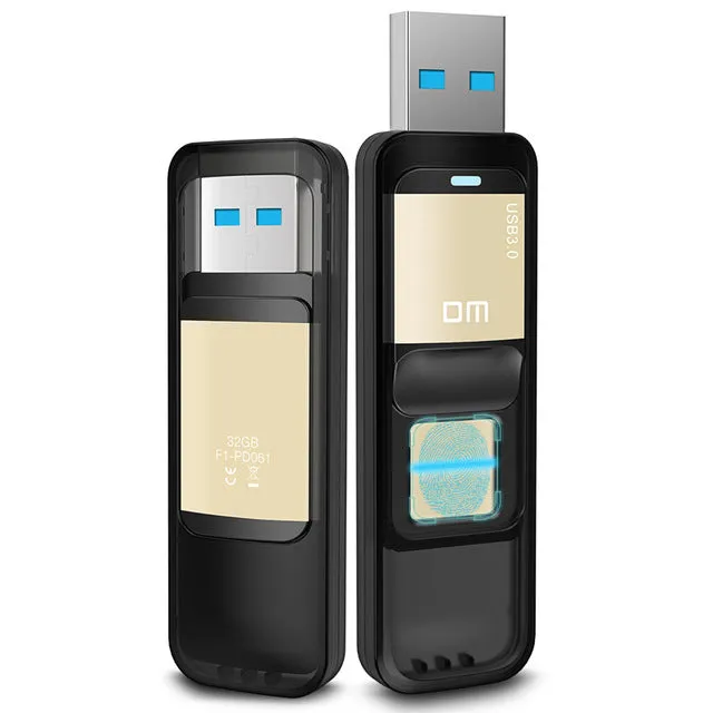 Free shipping DM PD061 USB3.0 32G 64G High-speed Recognition Fingerprint Encrypted Pen Drive Security Memory USB Stick