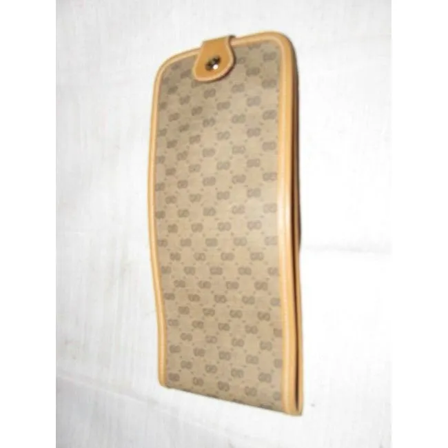 Gucci Brown Small G Logo Coated Canvas Leather Or Eyeglass Case Vintage Wallet