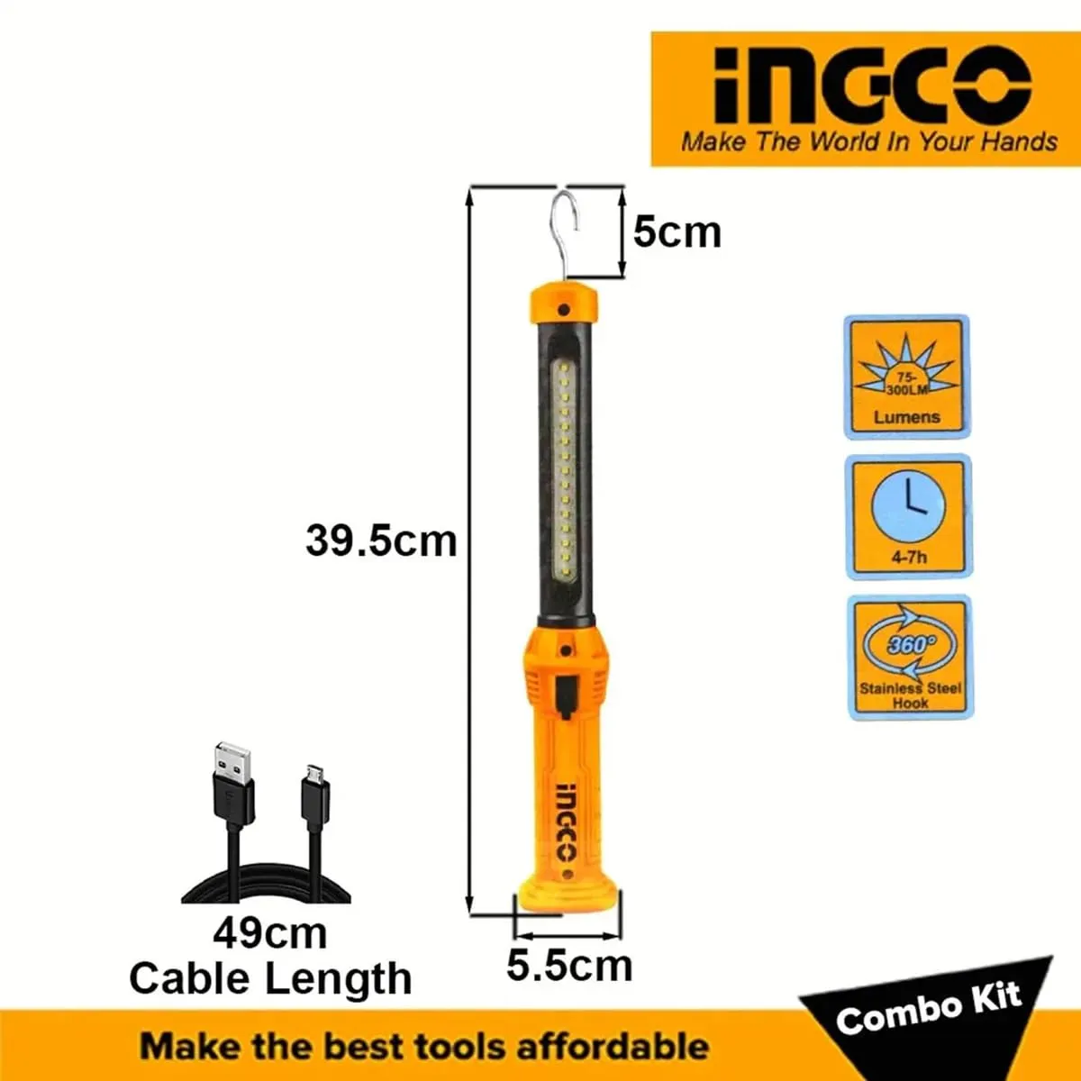 INGCO COSLI23048 1/2" Cordless 2 pcs combo kit impact wrench 400NM Cordless Impact Wrench  (1/2 inch)