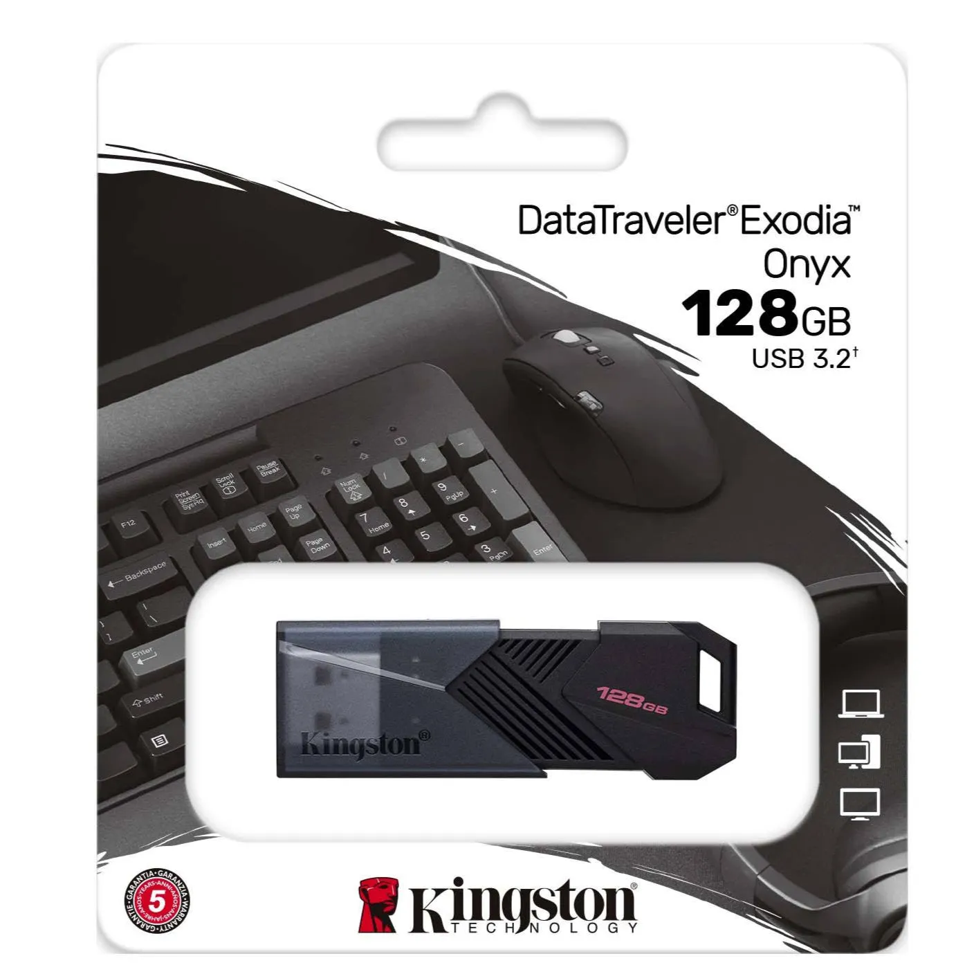 Kingston 128GB Portable USB 3.2 Gen 1 FlashDrive DataTraveler Exodia Onyx 128 GB