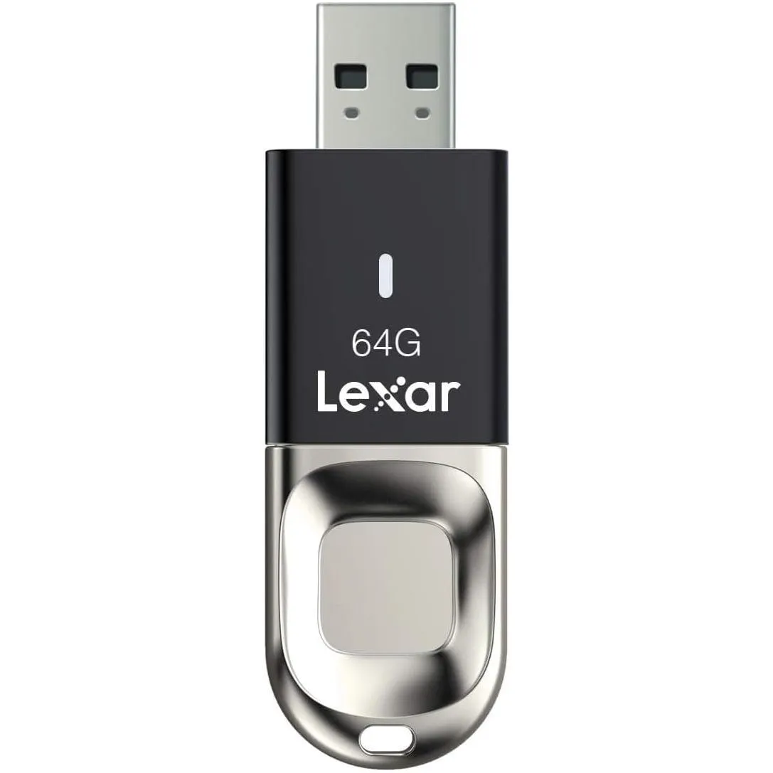 Lexar JumpDrive Fingerprint F35 64GB USB 3.0 Flash Drive, USB Stick Up to 150MB/s Read, Memory Stick for Computer, External Storage Data, Photo, Video (Incompatible with Mac OS) (LJDF35-64GBEU)