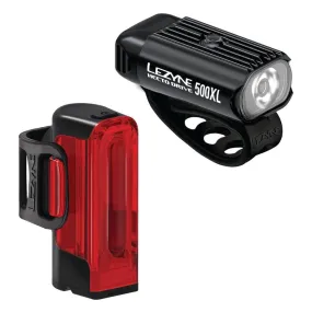 LEZYNE Hecto Drive 500XL and Strip Drive 300  Bicycle Light Set, Front and Rear Pair, 500/300 Lumen, USB Stick Rechargeable