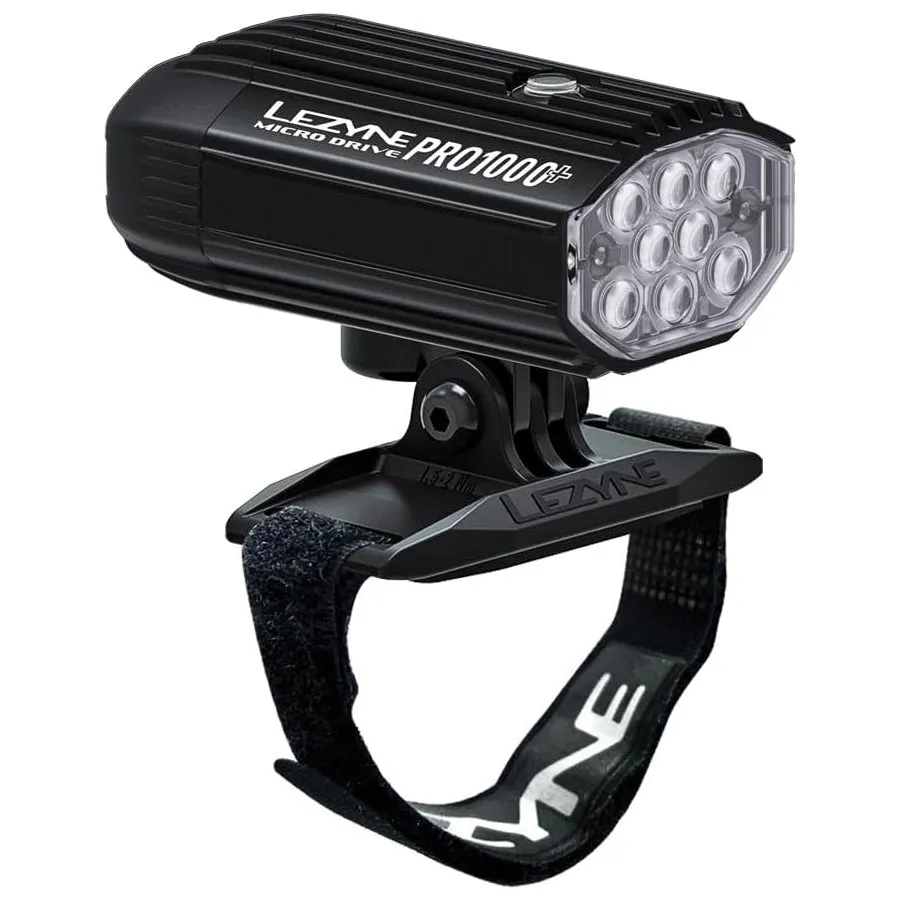 Lezyne Helmet Micro Drive Pro 1000  Bicycle Front Light, White LED, 1000 Lumens, Black Aluminum Housing, USB-C Rechargeable