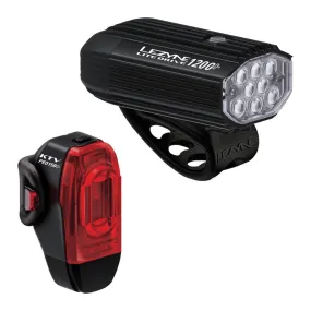 Lezyne Lite Drive 1200  and KTV Drive Pro  Pair Bicycle Light Set, 1200/150 Lumens, USB-C Rechargeable
