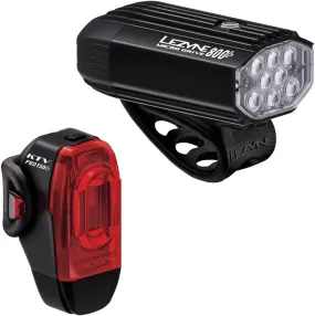 LEZYNE Micro Drive 800  and KTV Drive Pro  Bicycle Light Set, Front and Rear Pair, 800/150 lumen, USB-C Rechargeable