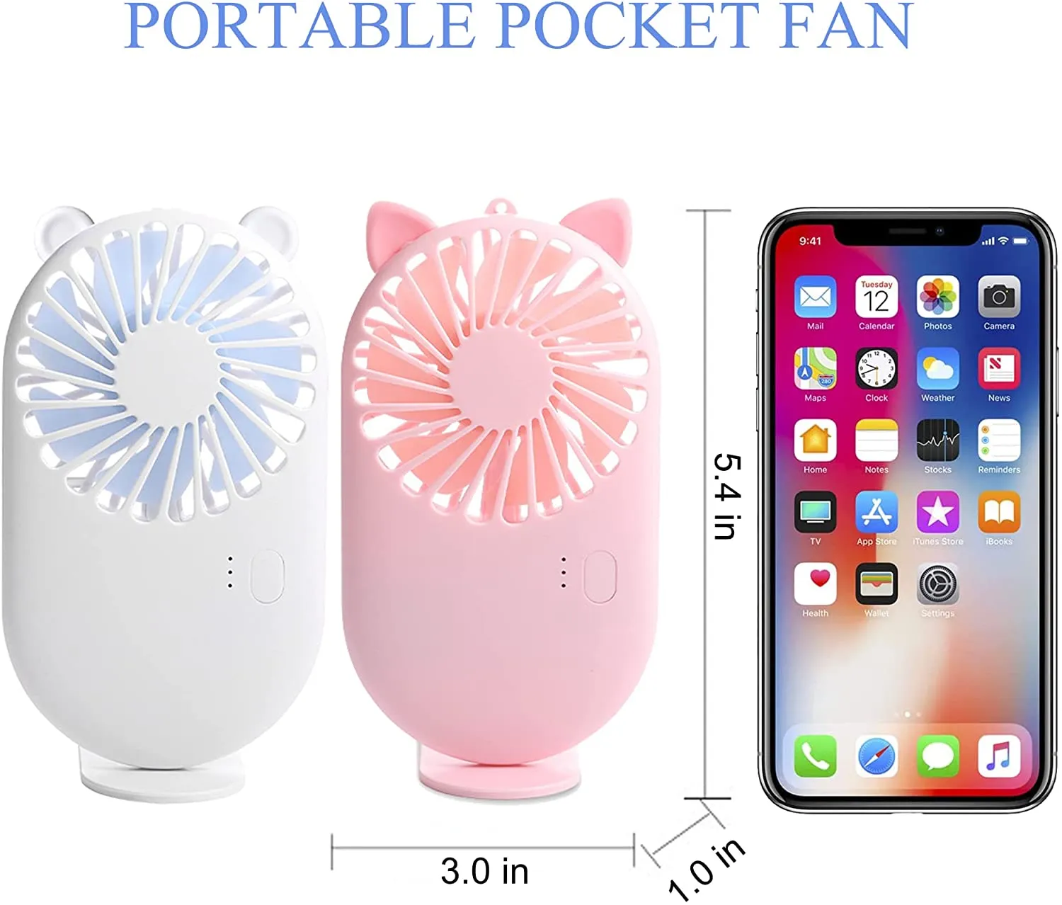 Mini Handheld Fan, USB Desk Fan, Small 3 Speeds Personal Portable Table Fan with USB Rechargeable Battery Operated Fan for Travel Office Room Household