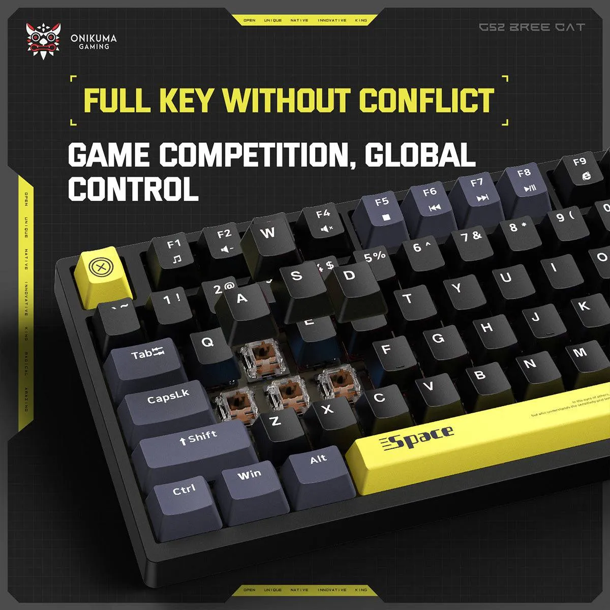 ONIKUMA G52 Mechanical 82 Keys USB Wired Gaming Keyboard