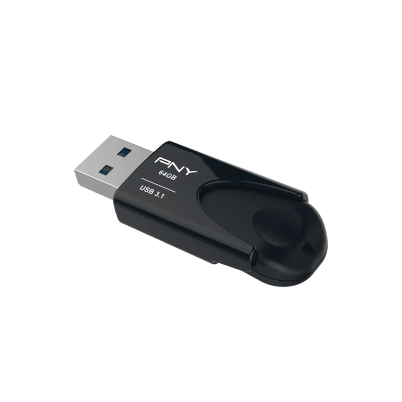 PNY Attached 4 64GB USB 3.1 Portable Flash Drive - Black | FD64GATT431KK-EF