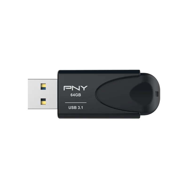 PNY Attached 4 64GB USB 3.1 Portable Flash Drive - Black | FD64GATT431KK-EF