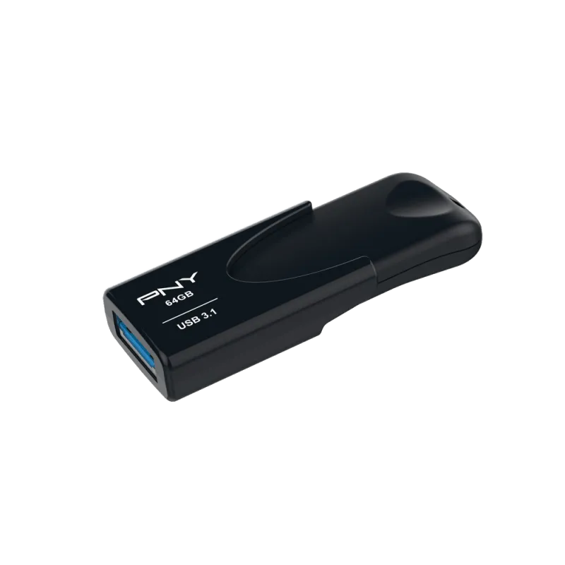 PNY Attached 4 64GB USB 3.1 Portable Flash Drive - Black | FD64GATT431KK-EF