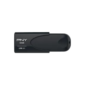 PNY Attached 4 64GB USB 3.1 Portable Flash Drive - Black | FD64GATT431KK-EF