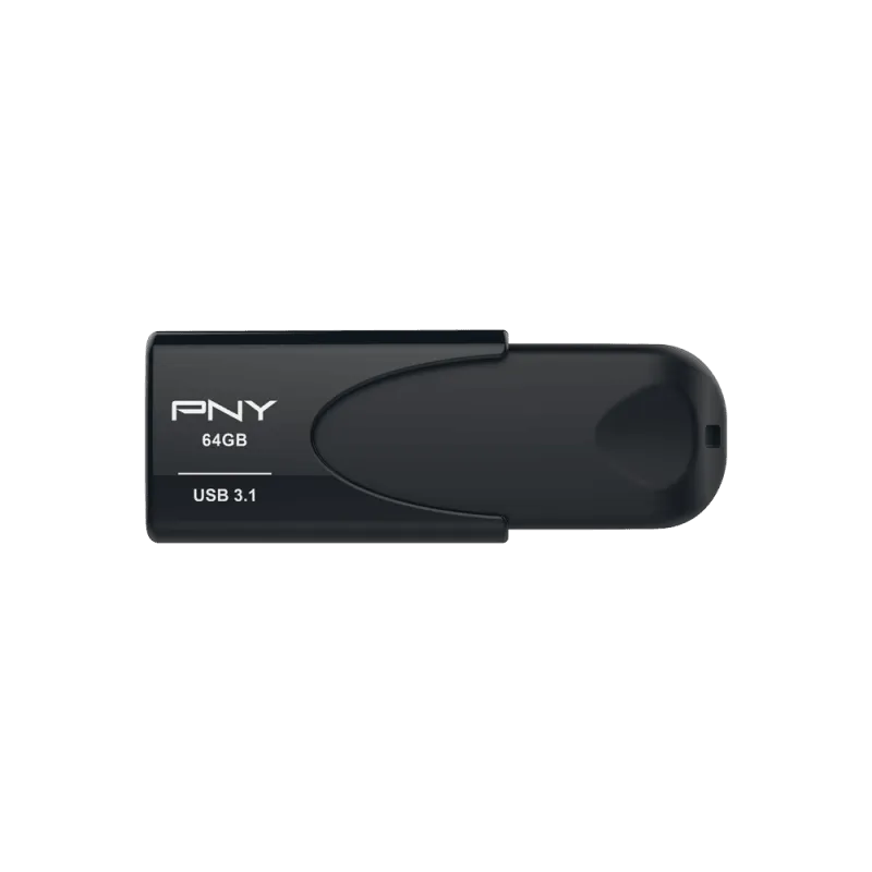 PNY Attached 4 64GB USB 3.1 Portable Flash Drive - Black | FD64GATT431KK-EF