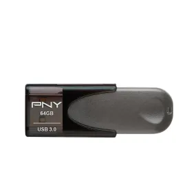 PNY - Elite Turbo Attache 4 64GB USB 3.0 Type A Flash Drive - Black/Gray