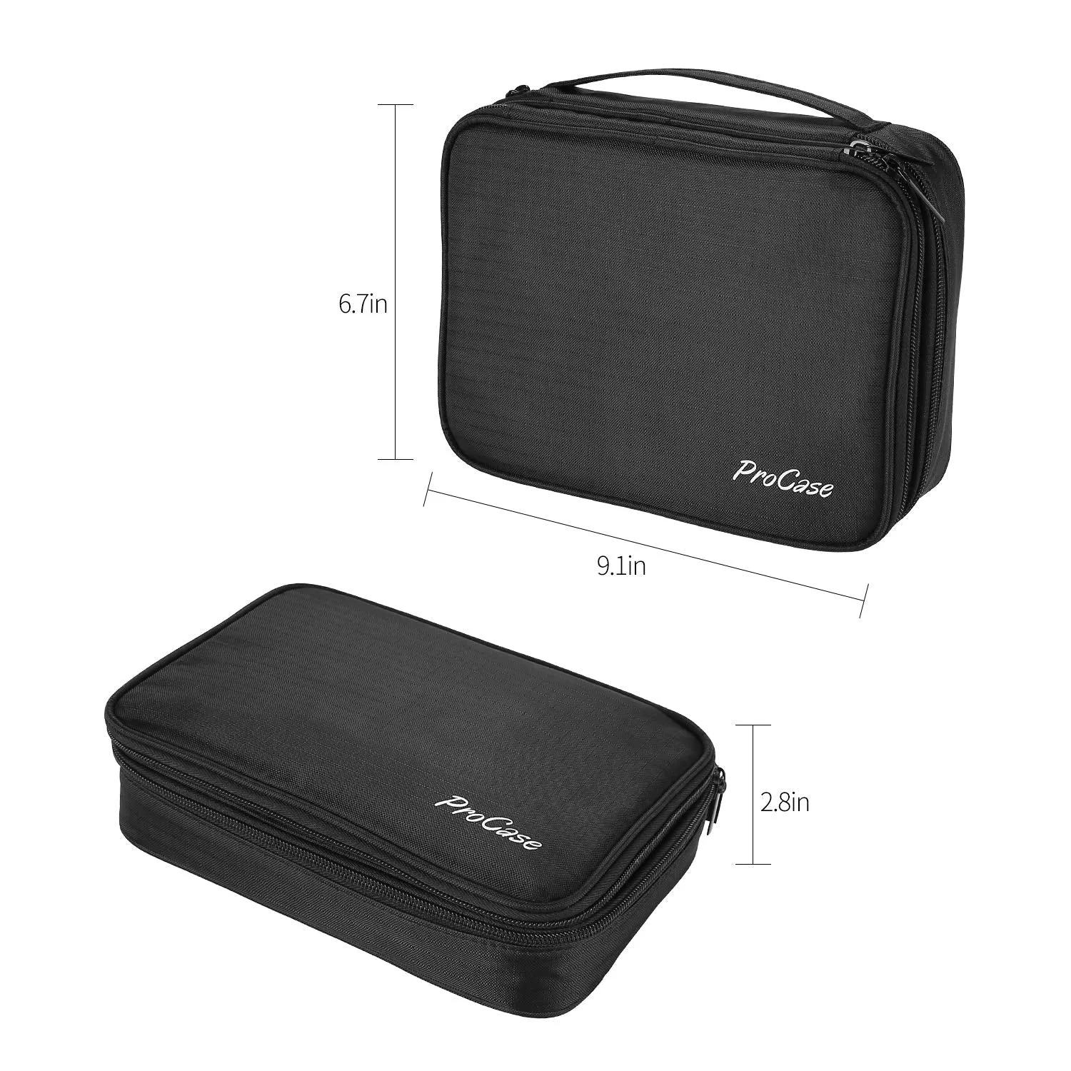 ProCase Travel Jewelry Case Organizer Bag, Soft Padded Double Layer Jewelry Carrying Pouch Portable Jewelry Storage Box Holder for Earrings, Rings, Necklaces, Bracelets, and Chains –Black