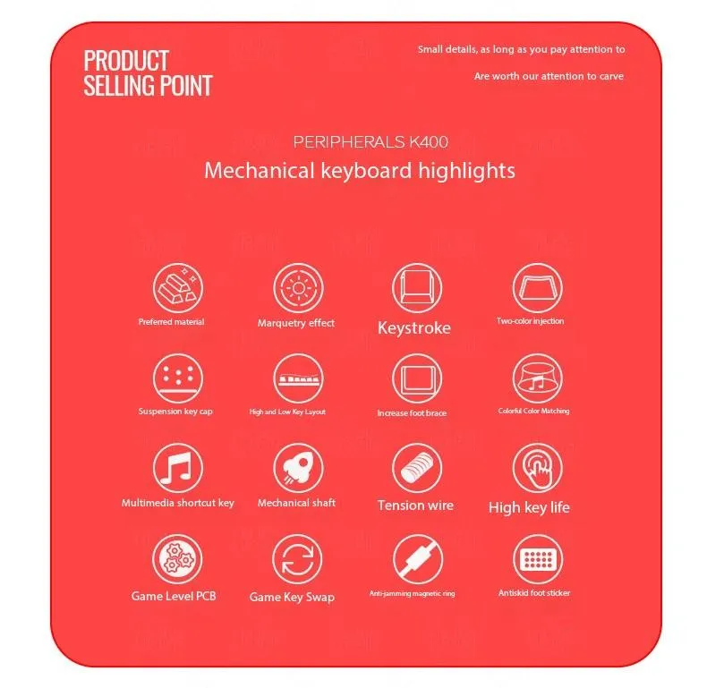 Prochimps Wired Mechanical RGB Gaming Keyboard K400 - High-Life Mechanical Shaft, Multimedia Shortcut Keys, and USB Connection