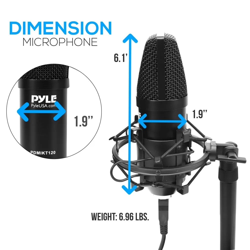 Professional Usb Podcast Microphone Kit - High-Res. Mic With Usb Cable, Pop Filter, Mic Stand, Shock Mount, White Aluminum Case Box