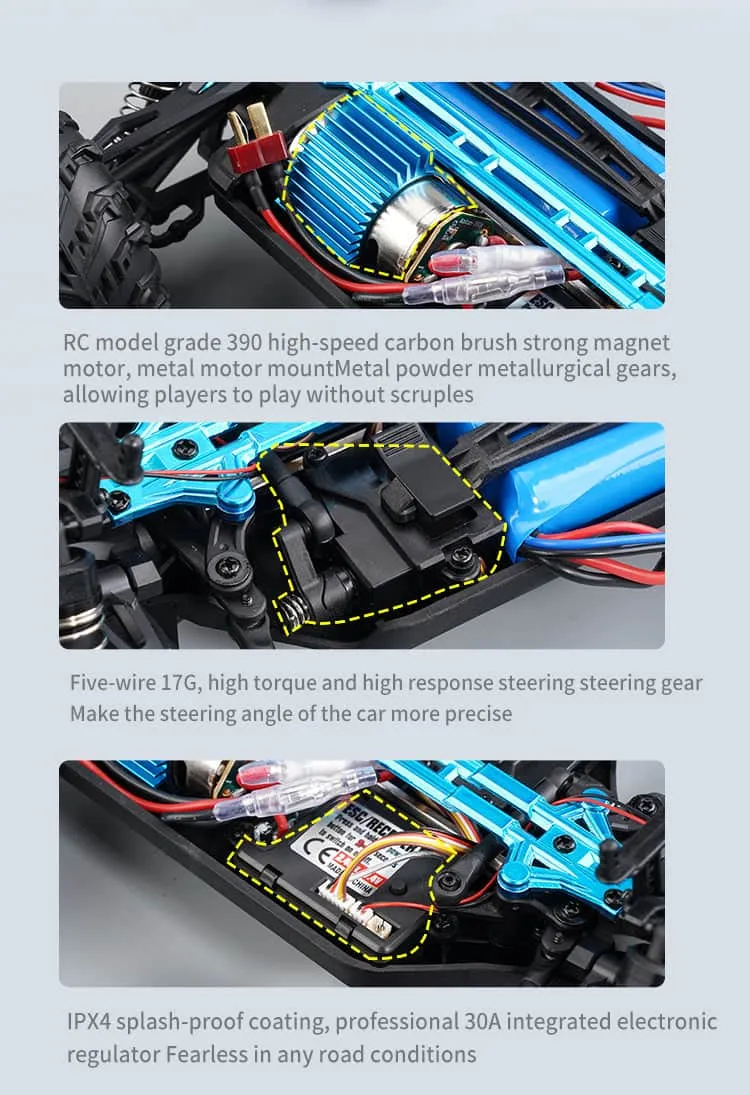 Radio Controlled Off Road Monster Racing Track High Speed Remote Control  Blue Model with LED.