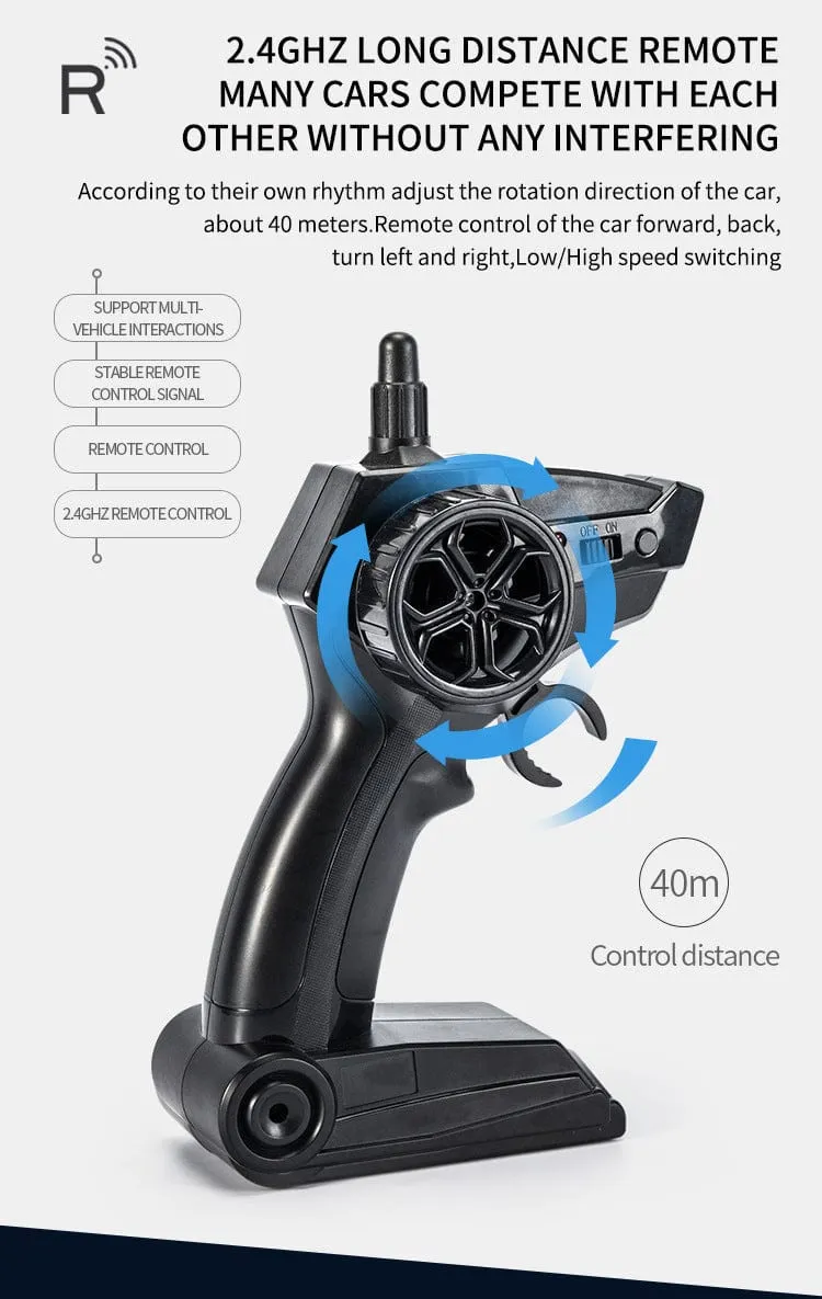 Radio Controlled Off Road Monster Racing Track High Speed Remote Control  Blue Model with LED.