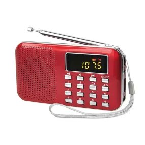 Radioddity L-908 Mini Digital FM LCD Radio, Red [DISCONTINUED]
