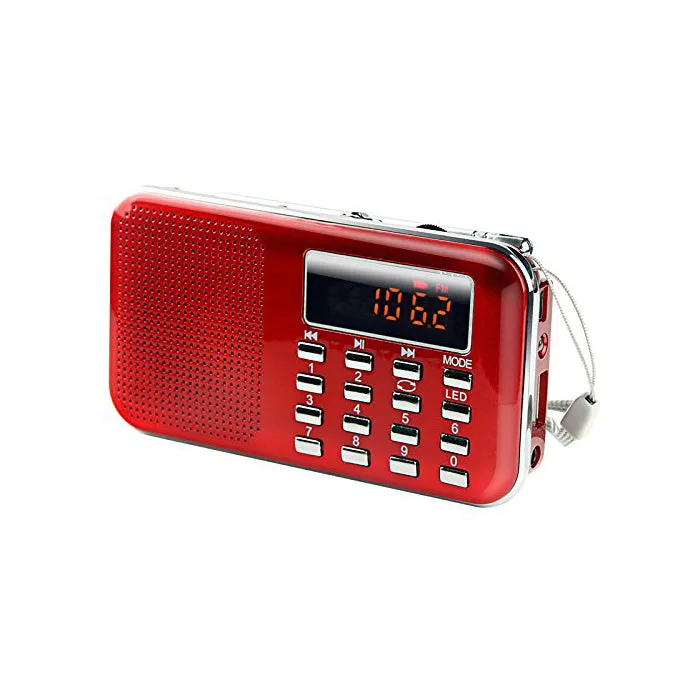 Radioddity L-908 Mini Digital FM LCD Radio, Red [DISCONTINUED]