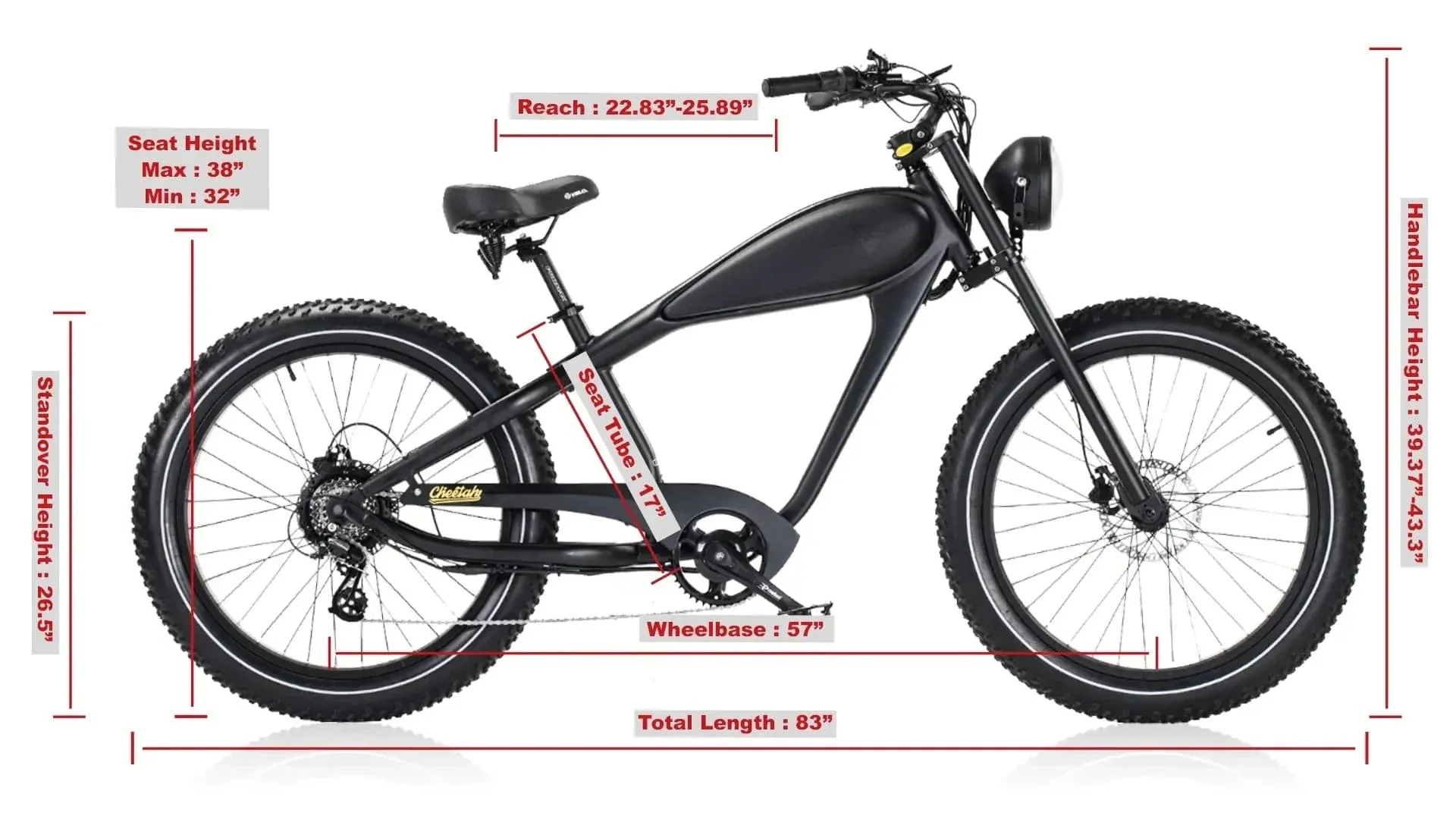 ReviBikes Cheetah Plus BAFANG 750W Motor Café Racer Electric Cruiser Bike