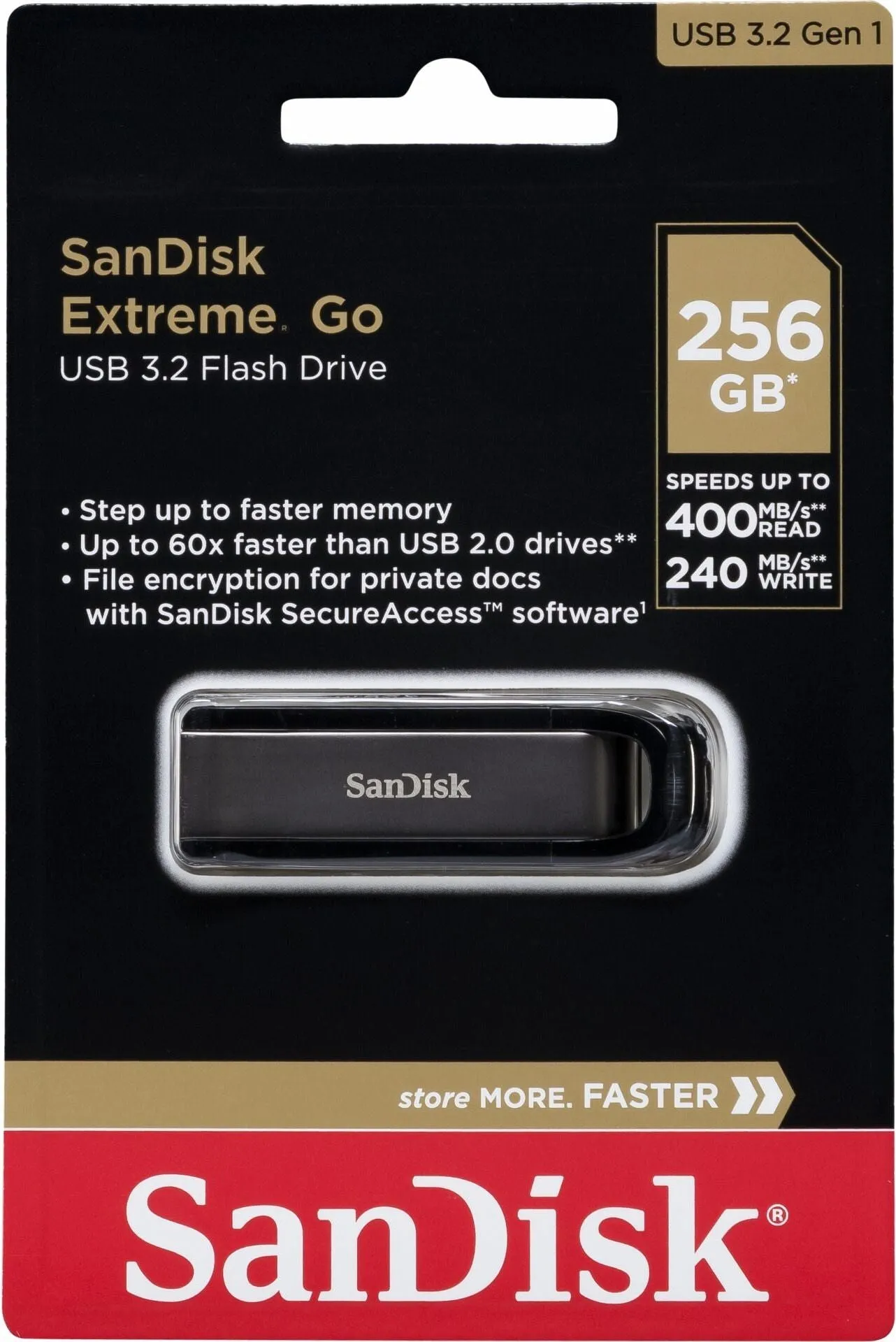 SanDisk 256GB CZ810 Extreme Go USB 3.2 Flash Drive (400R/240W MB/s) SDCZ810-256G-G46 772-4477